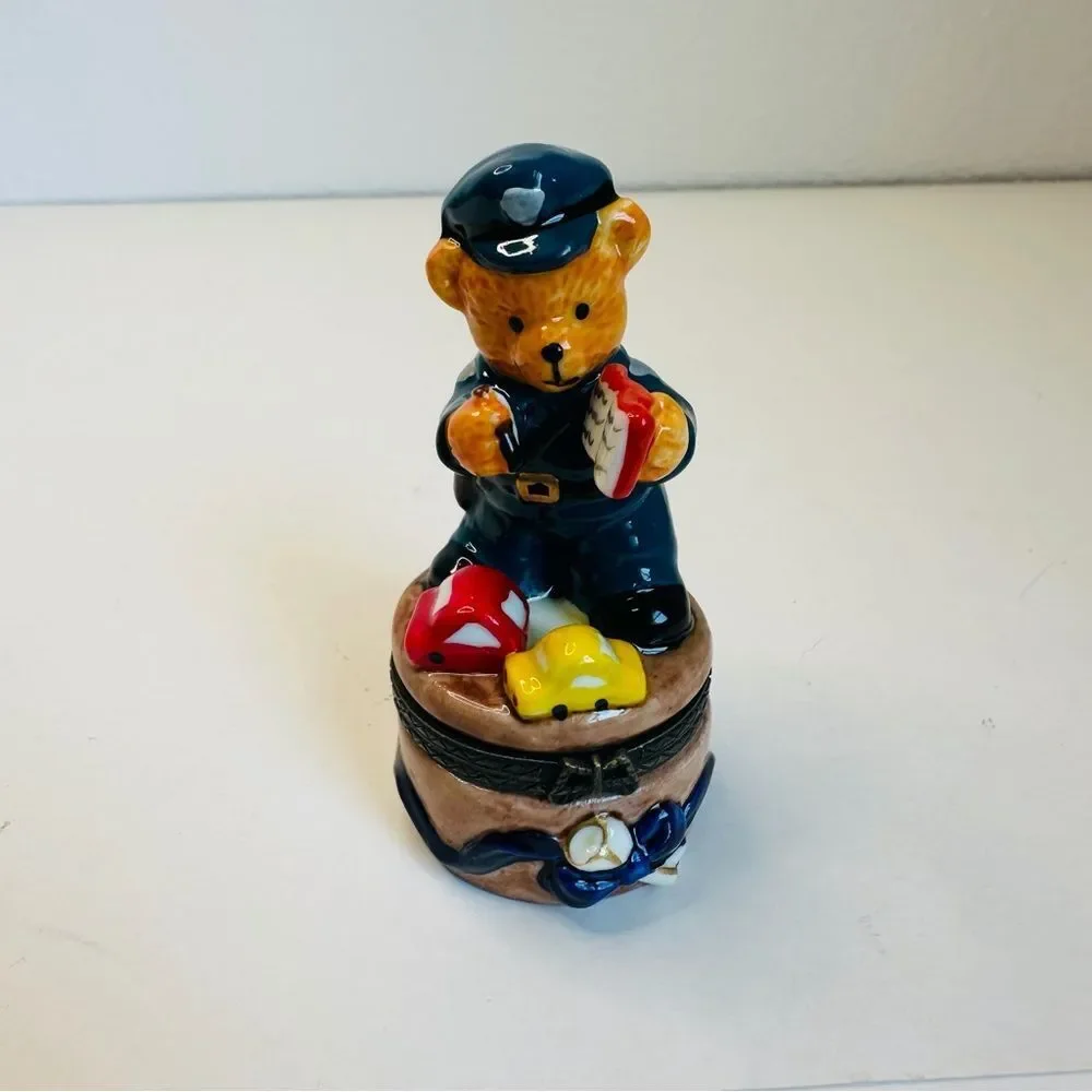 Police Officer Teddy Bear‎ Trinket Box